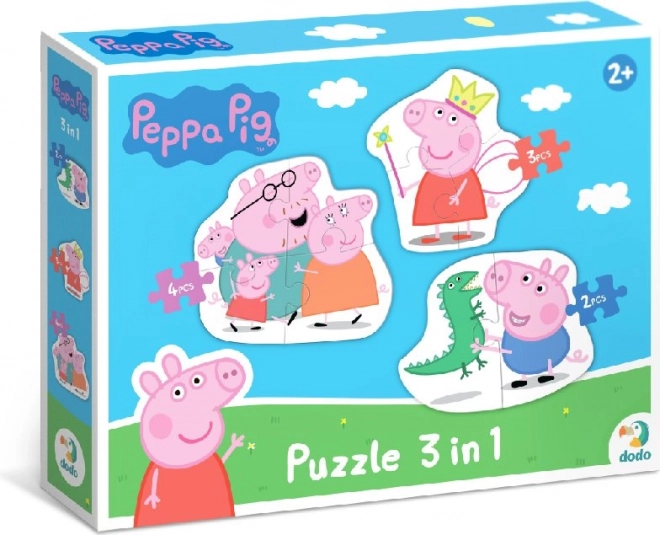 Puslespil Gurli Gris – familien 3-i-1 (2, 3 og 4 brikker) DODO