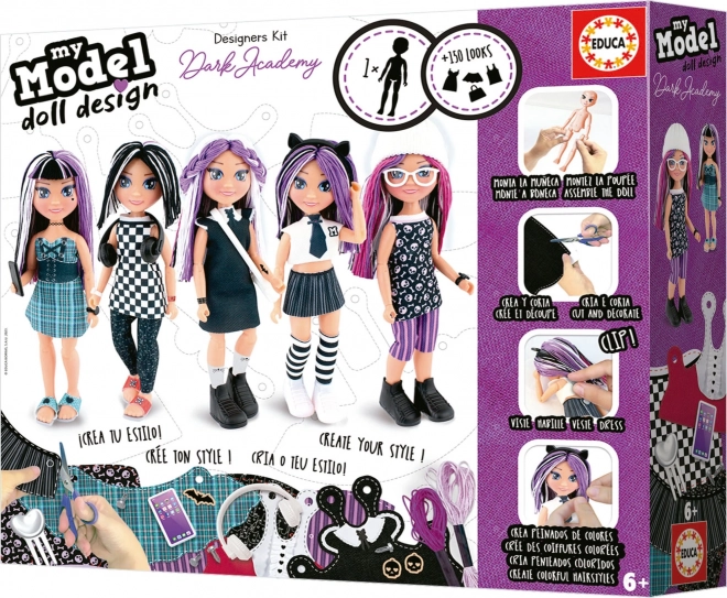 EDUCA Kreativt sæt My Model Doll Design: Mørk akademi