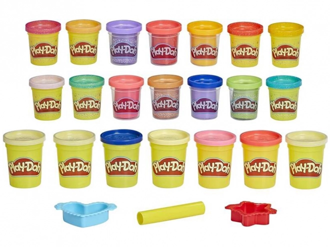Play-Doh sæt med skinnende modellervoks fra Hasbro med 21 farver og forme