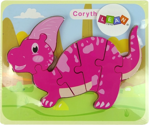 Træpuslespil dinosaur Corythosaurus lyserød og Spinosaurus lilla