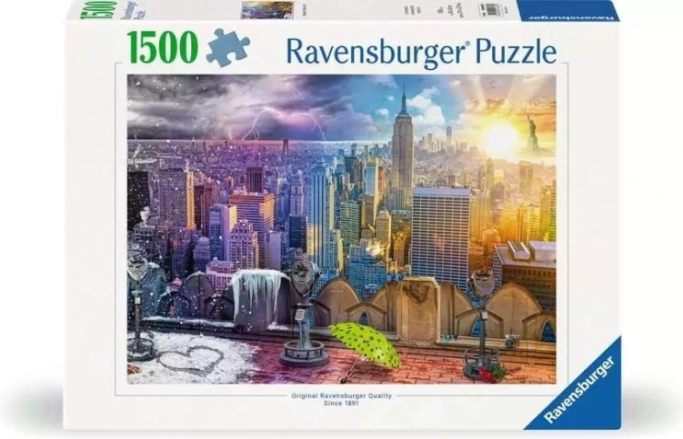 Puslespil 1500 brikker Ravensburger – New York om sommeren og om vinteren