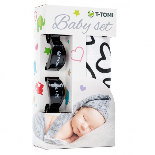 T-TOMI BABY SÆT - Sorte hjerter