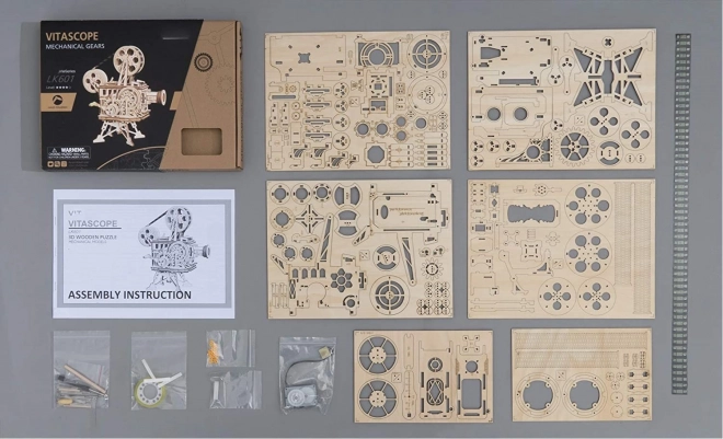 RoboTime 3D træ mekanisk puslespil Filmprojektor