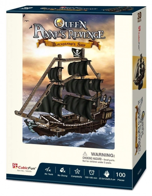 CubicFun 3D Puslespil Skib Queen Anne's Revenge 100 Dele
