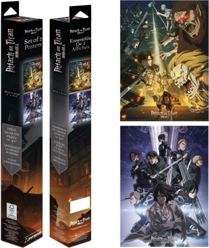Sæt med mini-plakater Attack on Titan (2 stk., 38 × 52 cm)