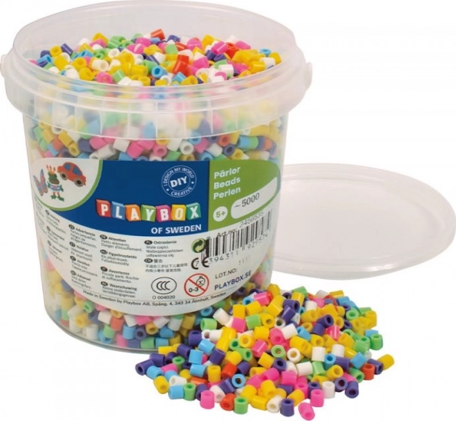 PLAYBOX Strygeperler i spand - forårsfarver 5000 stk.
