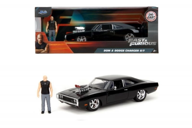 Hurtig og rasende bil 1970 Dodge Charger 1:24 + figur Dominic Toretto