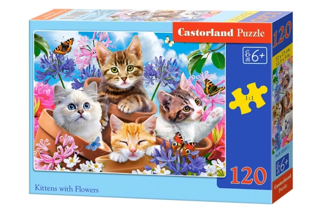 Børnepuslespil Kattunger med Blomster