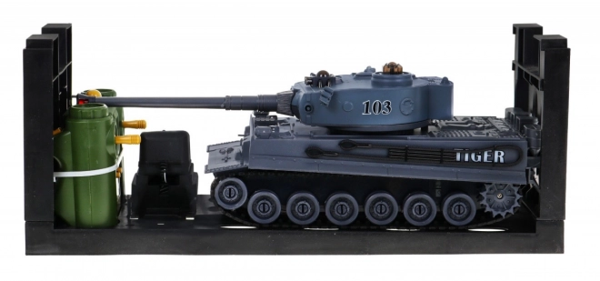 Fjernstyrede 2 tanke T-34 vs. Tiger til børn 3+ Skydemodeller 1:28 + Stor tankkamp + Lysende lyde