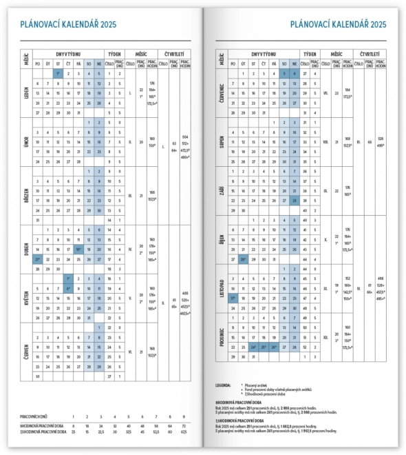 NOTIQUE Lomme Kalender Blå 2025, Månedlig Planlægger, 8 x 18 cm