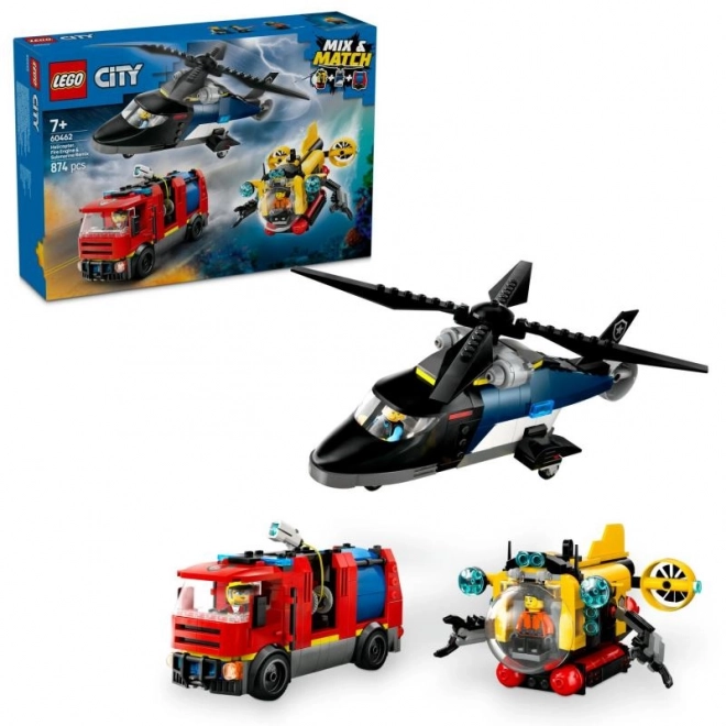 LEGOae City 60462 Remix: Helikopter, Brandbil og Ubåd