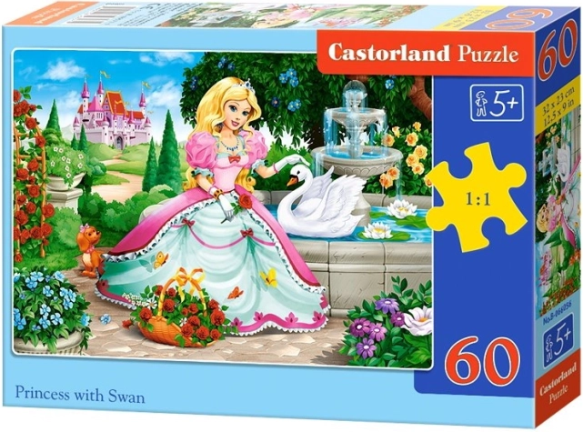 Puslespil 60 brikker - Prinsesse med svane