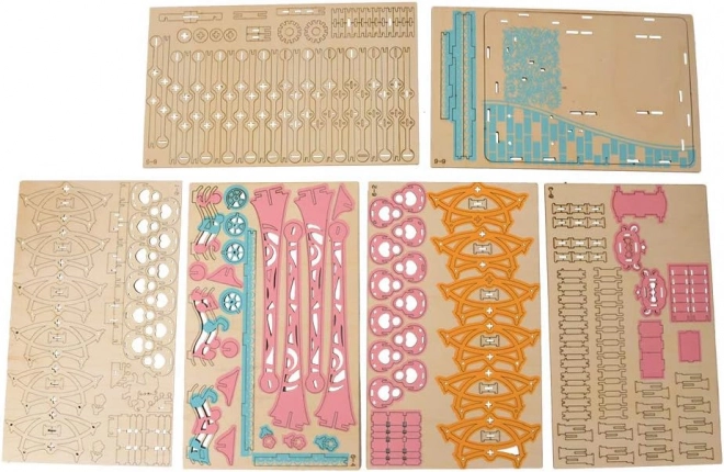 Woodcraft Træ 3D puslespil Pariserhjul pastel