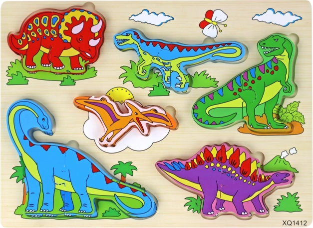 Træ 3D-puslespil til børn Logisk spil Dinosaurer