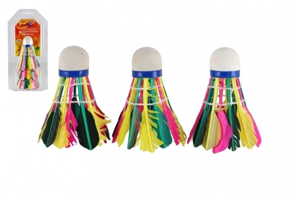 Farvede fjer-badmintonbolde 3 stk