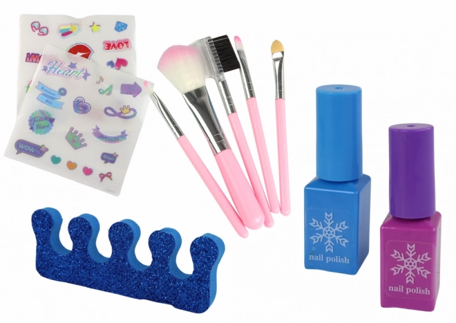 Kosmetiksæt Kosmetik Makeup Negleproduktion Blå Kiste