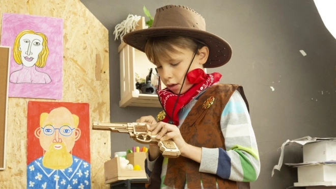 RoboTime 3D træ mekanisk puslespil Revolver Corsac
