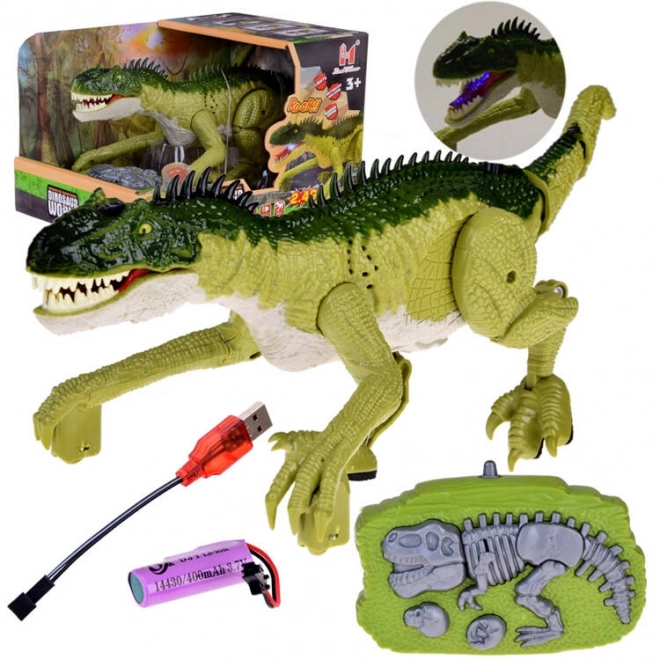 Grøn dinosaur med fjernbetjening
