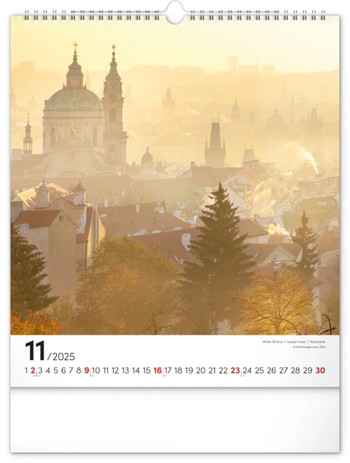 Vægkalender Prag 2025, 30 × 34 cm
