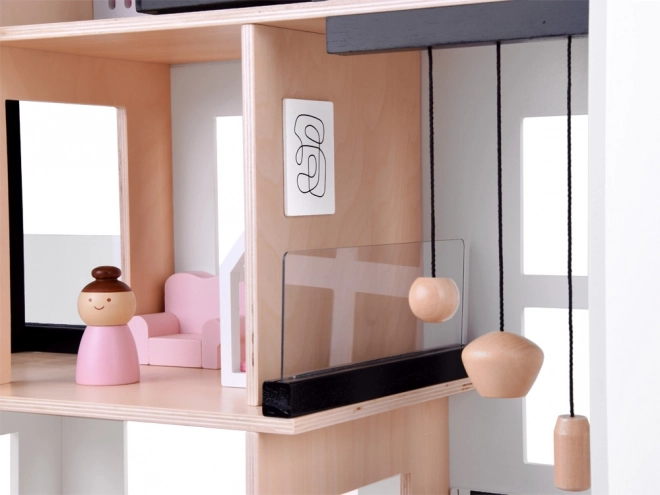 Træ Dukkehus i Loft Stil
