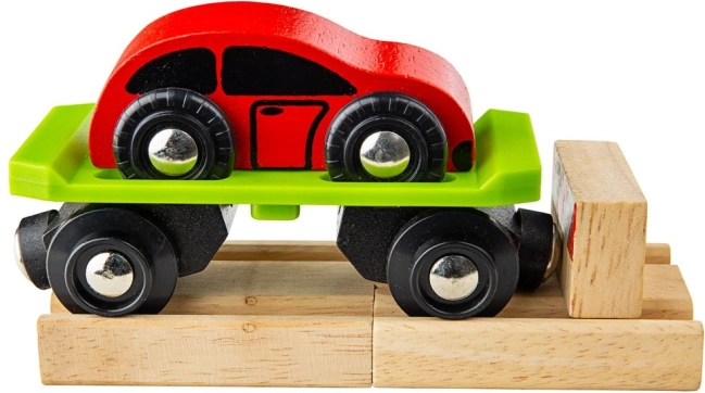 Godsvogn med bil og skinner Bigjigs Rail