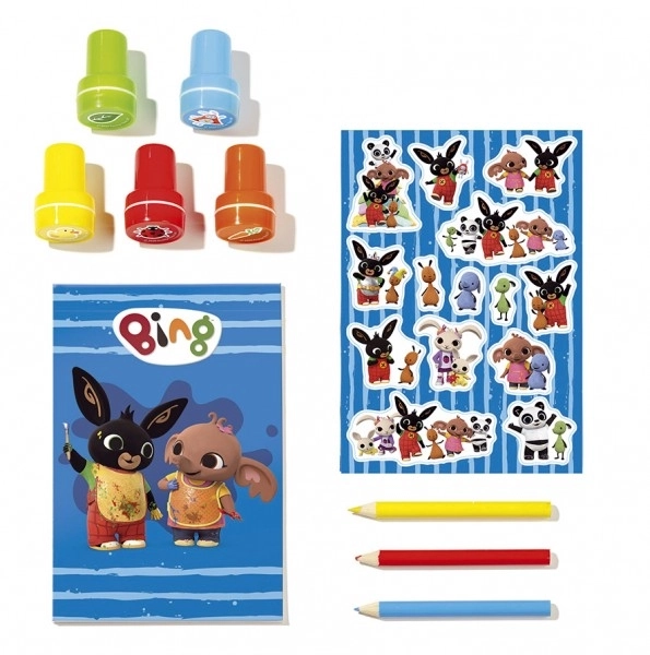 Sæt af stempler og klistermærker Bing Bunny i æske 18x25x3,5cm