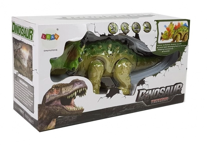 Batteridrevet dinosaur Triceratops grøn