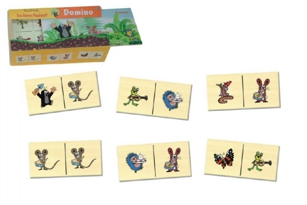 Domino Krtek træ brætspil 28 brikker i træ kasse 18x11x5cm