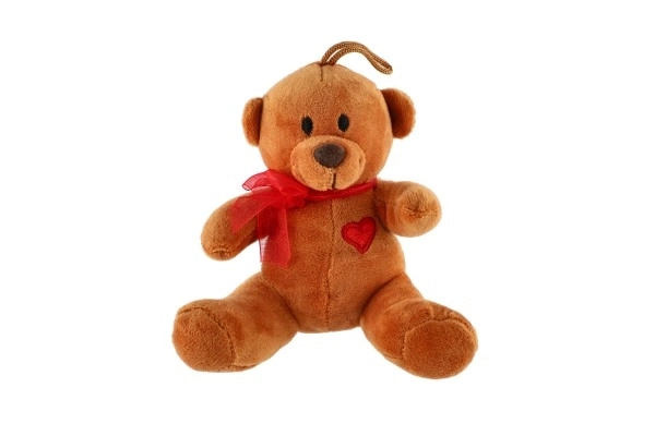 Plys bamse med sløjfe og hjerte 12 cm