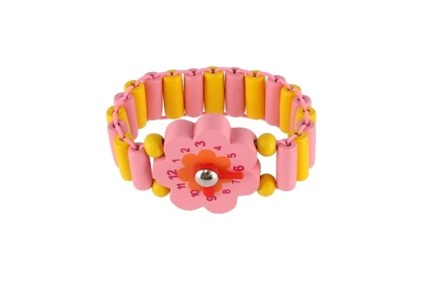 Træ armbåndsure 7cm mix af typer/farver med stativ