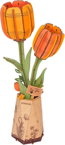 robo time 3d træpuslespil orange tulipan