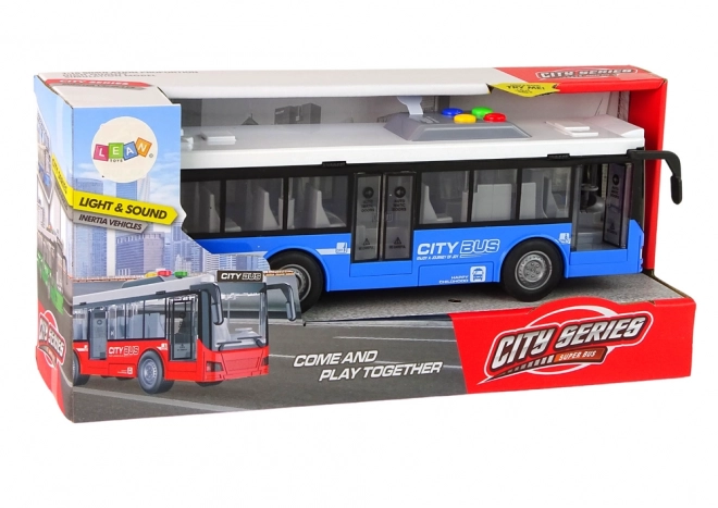Interaktiv batteridrevet bus med lys og lyde blå 1:16
