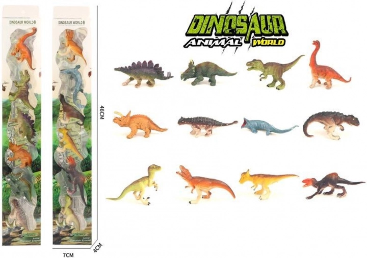 Sæt med 6 plast dinosaurer i blisterpakning