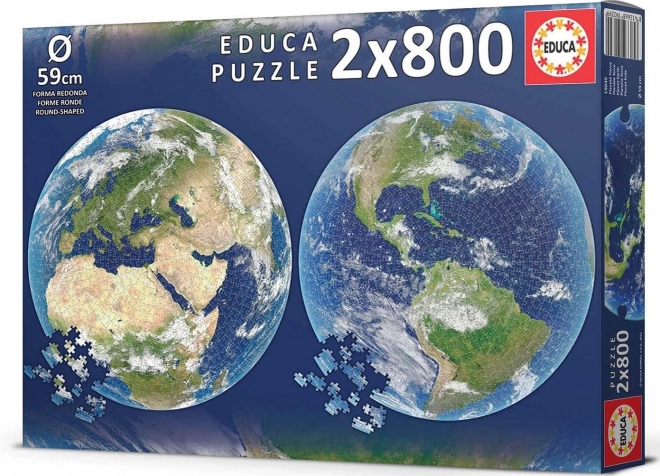 Educa runde puslespil Planet Jorden 2x800 brikker