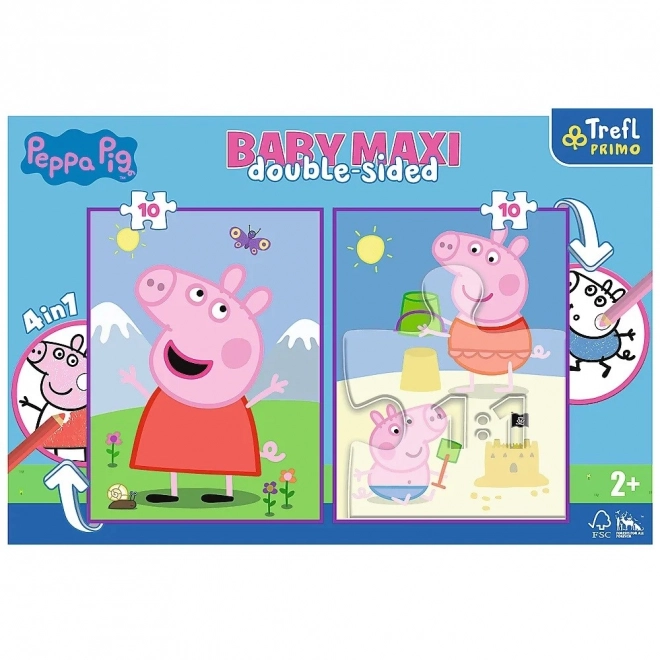 Baby MAXI 2x10 dele puslespil Peppas munter dag, Lille Gris Peppa