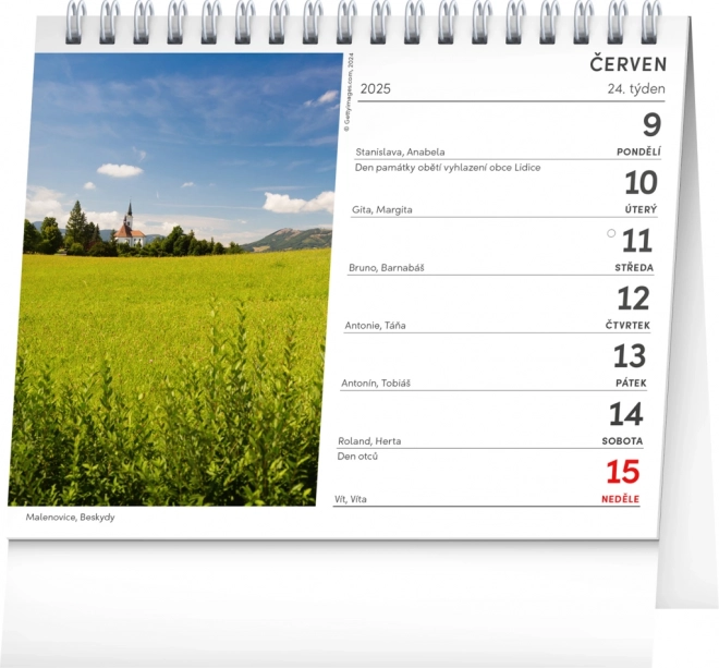 NOTIQUE Bordkalender Tjekkiske bjerge 2025, 16,5 x 13 cm
