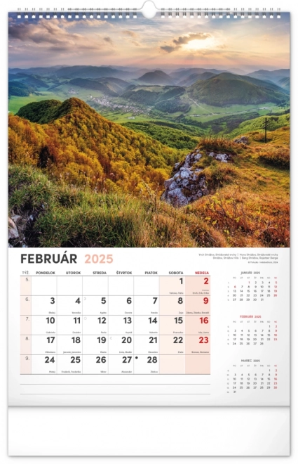 Vægkalender Vores Slovakiet 2025, 33 × 46 cm