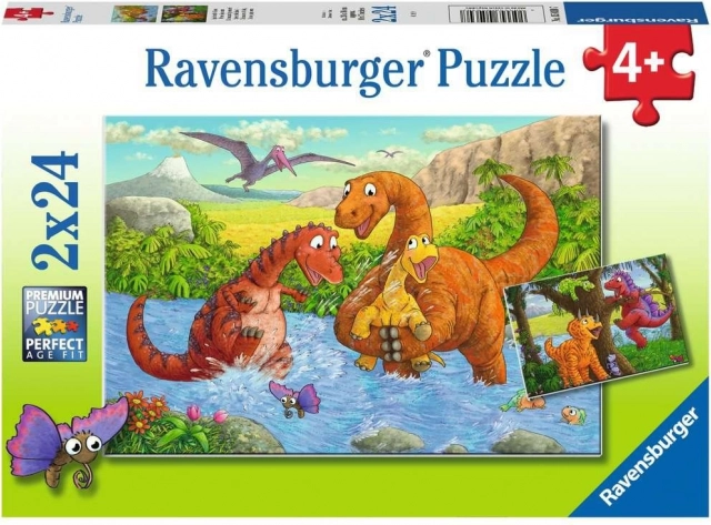 Puslespil RAVENSBURGER legesyge dinosaurer 2×24 brikker