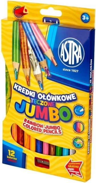 Astra regnbue jumbo farveblyanter 12 stk med spidser
