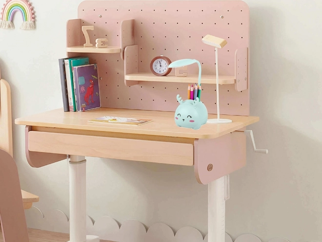 Børne-natlampe med LED og USB-opladning og organizer