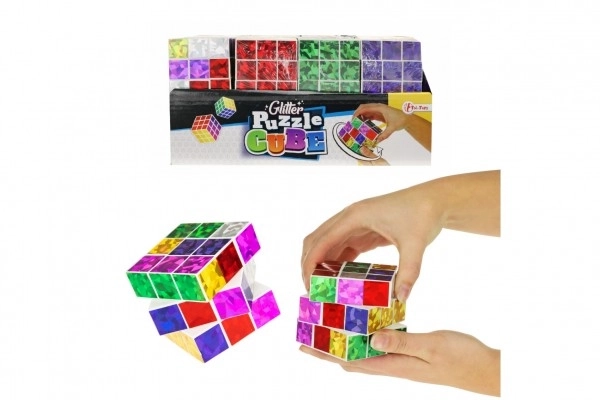 Terning sammenklappelig puslespil plast glitrende 6,5x6,5cm i pose