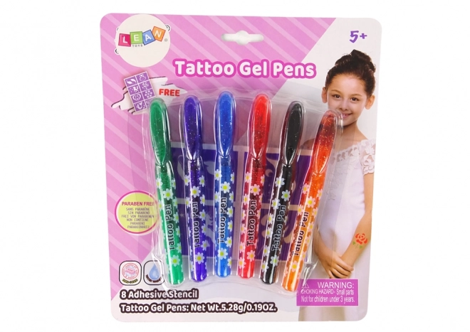 Tattoo gelpenne 6 stykker skabeloner glitrende penne