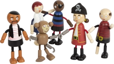 Fleksible piratdukker af træ