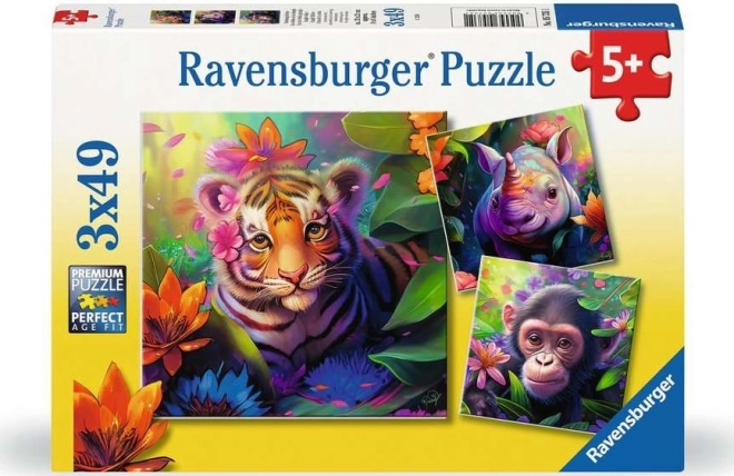 Puslespil Junglens unger fra Ravensburger 3x49 brikker