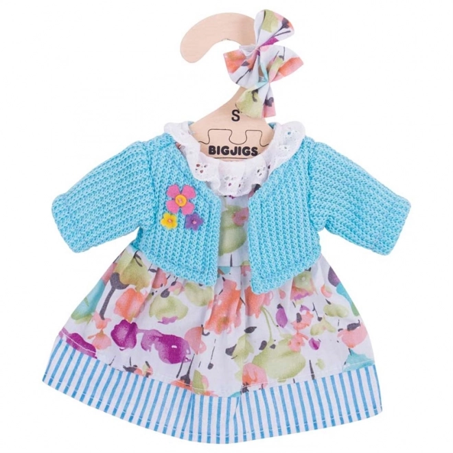 Bigjigs Toys Turkis kjole med sweater til dukke 28 cm