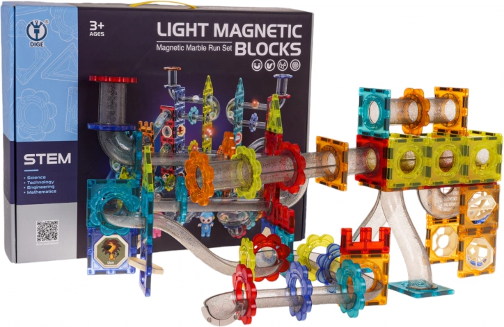 Magnetisk lysende byggesæt kuglebane 228 dele
