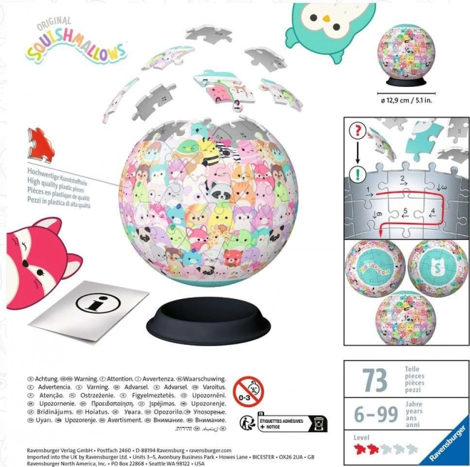 RAVENSBURGER 3D Puslebold Squishmallows 72 brikker