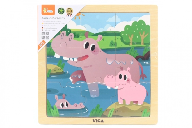 Træpuslespil flodheste Viga, 9 stykker