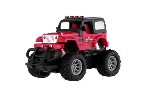 Auto RC terrængående 14cm plast 27MHz med lys i boks 20x11x10cm