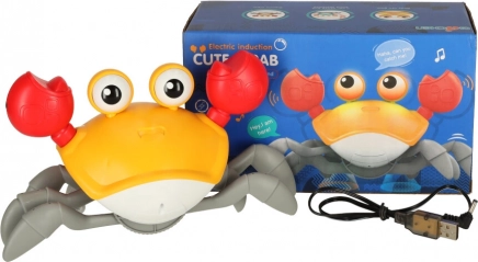 Interaktiv krabb der kravler med musik via USB – Rød